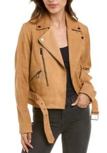 Women’s Bernardo Moto Jacket Genuine Leather  XS Camel Brown NWT $535 - Picture 1 of 13