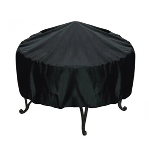 Round Black Fire Pit Cover Waterproof Weather Resistant Outdoor Grill BBQ Cover - Picture 1 of 13