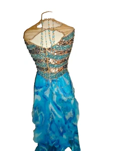 NEW BICICI Coty Silk Mermaid Dress Beaded Sequin Evening Gown Maxi XXL 2XL - Picture 1 of 9