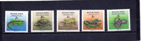 HUNGARY 1989 FAUNA/REPTILES SET OF 5 STAMPS MNH Cover