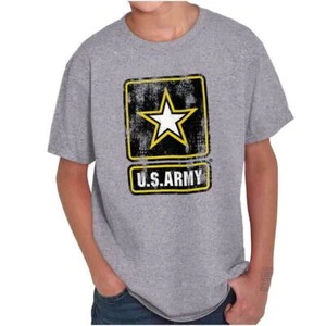 Officially Licensed Distressed US Army Logo Youth Crewneck T Shirts Boy or Girl - Picture 1 of 7
