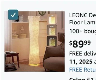 Soft Light Floor Lamp, 52 inch simple design Morden Slim warm Remote Control - Image 1 of 4