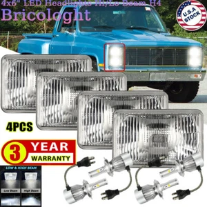 4PCS 4x6 Hi-Lo LED Headlights Fit 1981 1982 1983 1984 1985 1986 Chevy C10 Trucks - Picture 1 of 15