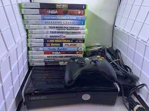 Xbox 360 E Console 4GB Bundle Wired Controller Power HDMI Cord 14 Games Tested - Picture 1 of 6