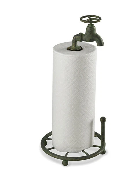 New Farmhouse Rustic GREEN FAUCET SPIGOT PAPER TOWEL HOLDER Standing - Image 1 of 2