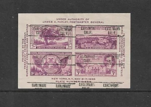 CA Precancels: Earlimart 748; 1936 TIPEX Souvenir Sheet of 4; #778 - Bild 1 von 1