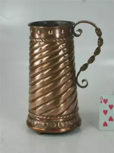 ANTIQUE ARTS & CRAFTS or ART NOUVEAU ORNATE COPPER REPOUSSE TANKERD 10.5'' HIGH - Picture 1 of 1