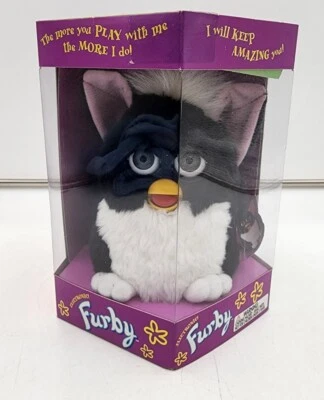 FURBY 1998 ORIGINAL 70-800 Black/White w/Grey Eyes! Slight Damaged Package - Image 1 of 4