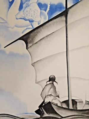 🌟 Litografía a color original Lynd Ward 1931 - Joven china en velero Foto 1 de 4