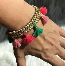 NWT Anthropologie Boho Festival Jewelry Felicity Artisan Bracelet with Tassels