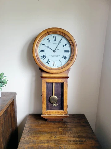 Antique 1916 Chelsea No. 1 Weight Driven Oak Regulator Wall Clock Cover