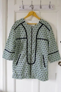 Handmade Green Black Check Women Girls Trench Coat, Zip Over-shirt Jacket M 12 - Picture 1 of 5