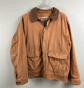 Vintage LL Bean Chore Jacket Mens Large Brown Cotton Barn Coat Bomber DRH9 - Picture 1 of 13
