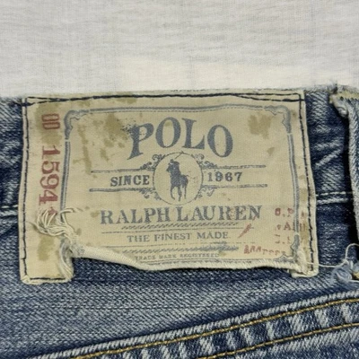 Vintage Polo Ralph Lauren Jeans Mens 46x32 Blue Straight Has Holes Some Repair - Image 1 of 4