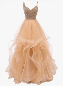 Tulle Crystal Beaded Prom Dress NWT - Picture 1 of 8