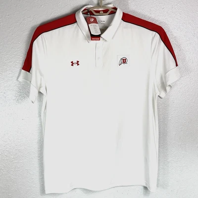 Utah Utes Under Armour HeatGear Men's White Red 2XL XXL 2XLarge Polo Shirt - Image 1 of 4