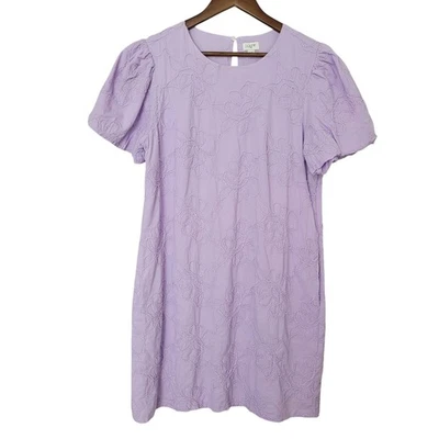 J.Crew Floral Embroidered Cotton Shift Dress Womens Size 12 Lilac Pockets NWT  - Image 1 of 4