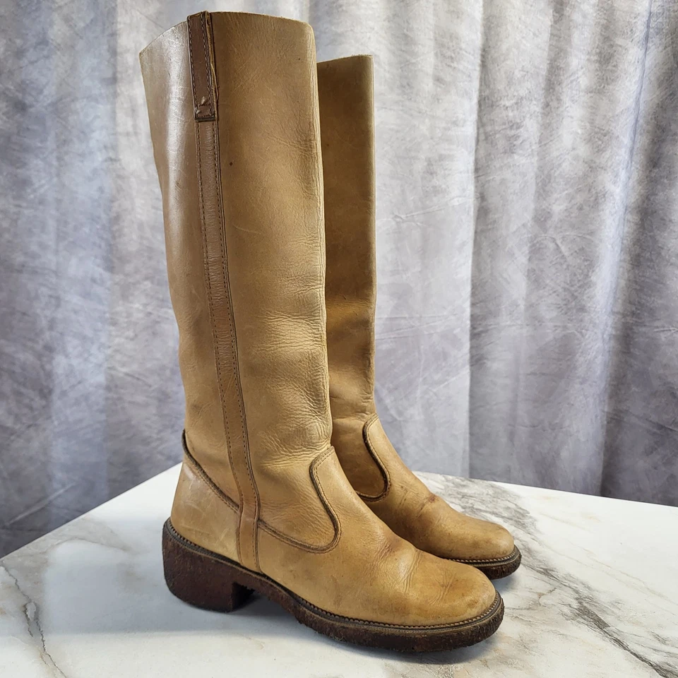 Unbranded Campus Knee High Boots Crepe Sole Size 8 Women's Tan - Image 1 of 4
