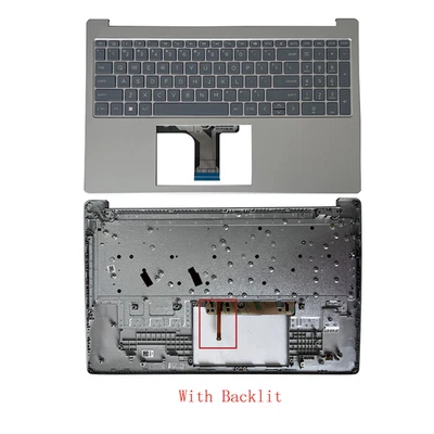 New For HP 15-FC 15-FD 15.6'' Silver Palmrest Keyboard With Backlit N36752-001 - Image 1 of 4