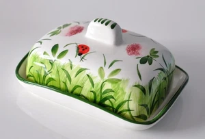 CERAMICA BASSANO grande porta burro COCCINELLA coccinella PIATTO MEDITERRANEO - Foto 1 di 2