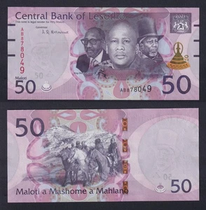 Lesotho 50 MALOTI Banknote 2021 P.-W28 FDS/UNC - Picture 1 of 2