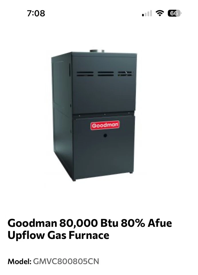 Goodman Furnace Upflow 80 AFUE 80k BTU - GM9S800803BN - Image 1 of 1