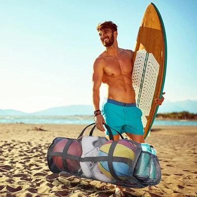 with Shoulder Strap Sports Mesh Duffle Bag Basketball Volleyball Bag  Travel - Image 1 of 4