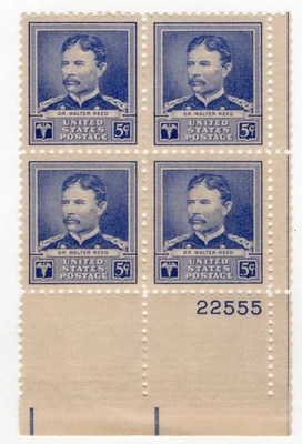 Scott #877 Dr. Walter Reed Plate Block of 4 Stamps - MNH P#22555 - Image 1 of 2