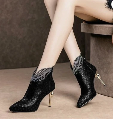 Women's Pointy Toe Shoes Rhinestones Suede Stilettos High Heels Size 40 (US 8?) - Image 1 of 4