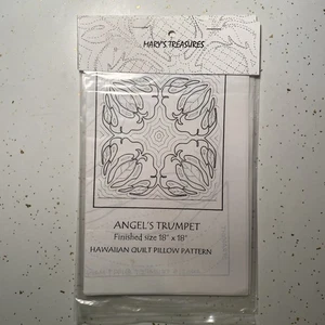 Mary’s Treasures Hawaiian Quilt Pillow Patterns 18”x18” Angel’s Trumpet, New - Picture 1 of 6