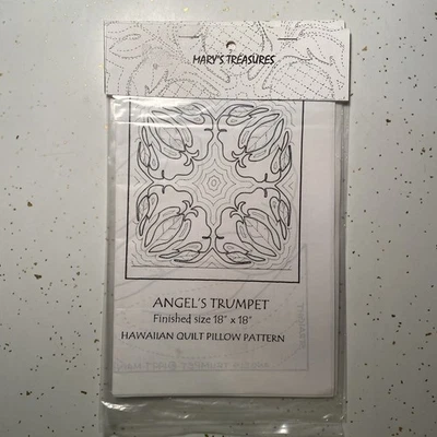 Mary’s Treasures Hawaiian Quilt Pillow Patterns 18”x18” Angel’s Trumpet, New - Image 1 of 4