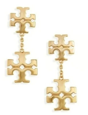 ¡¡¡NUEVO!!! Pendientes colgantes Tory Burch oro logotipo Kira Foto 1 de 4