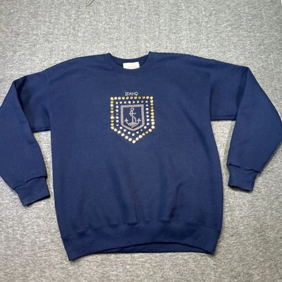 Sudadera Christine Alexander para mujer XL con joyas azul marino estrás cuello redondo EE. UU. Foto 1 de 4