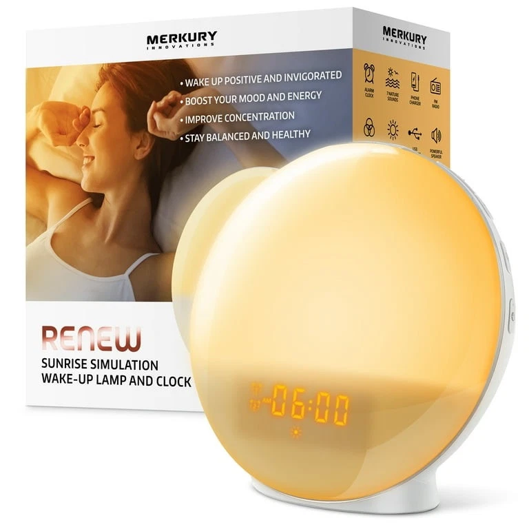 Merkury Innovations Renew Sunrise Simulation Wake-Up Lamp and Clock New In Box  - Image 1 of 1