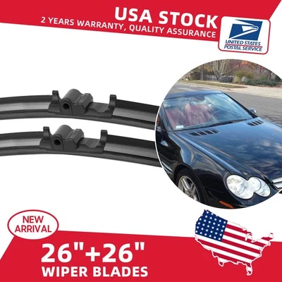 26"+26"All season Front Windshield Wiper Blade For 2007-2011 Mercedes-Benz SL550 - Изображение 1 из 4