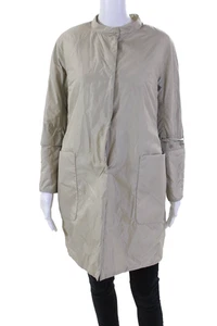 S Max Mara Womens Button Front Crew Neck Reversible Jacket Brown Size 4 - Picture 1 of 6