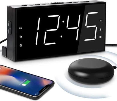 Loud Alarm Clock with Bed Shaker for Deaf, Heavy Sleepers, Hearing Impaired - Image 1 of 4