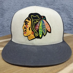 Chicago Blackhawks Mütze Kappe Flex Fit Einheitsgröße grau creme Logo NHL Hockey Herren - Bild 1 von 8