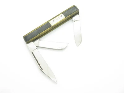 Vintage 1980s KT (Kanetsune) Seki Japan 3.75" Brass & Wood Folding Pocket Knife - Image 1 of 4