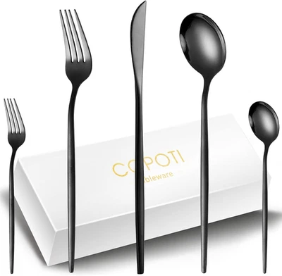 Set Di Posate Nero per 12 Persone, in Acciaio Inox 60 Pezzi, Con Cucchiaio Forch - Immagine 1 di 4