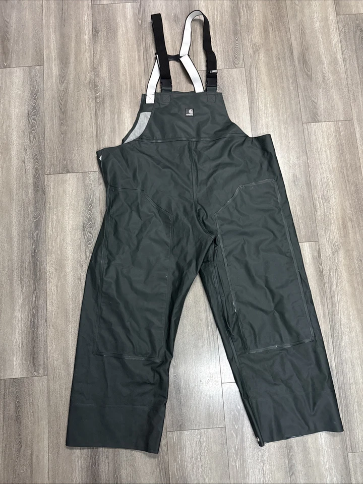 Carhartt Rubberized Waterproof Black Bib Overalls Reinforced Adjustable Rain 2XL - Image 1 of 4