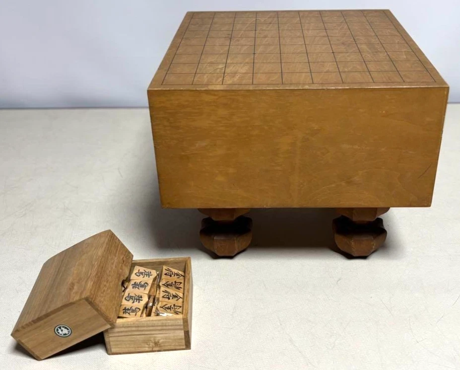 Vintage Japanese Chess Shogi Wooden Board 13.5×12.4×H10.2in With Koma Peices FS - Image 1 of 4