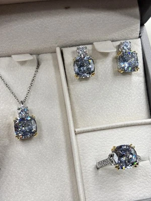 20ct Lab Grey Blue Sapphire Jewelry Gift Set - Image 1 of 3