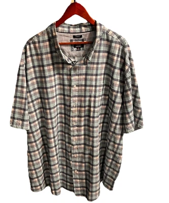 Lee Shirt Men's 4XL Blue Short Sleeve Stretch Cotton Button Down Plaid Casual - Image 1 of 4