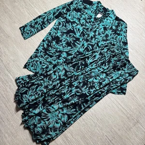 Vintage Carole Little for St. Tropez Maxi Skirt Button Shirt Top 2 Piece Set 10 - Picture 1 of 8