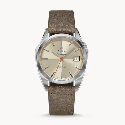 Nuevo Reloj ZO9702 Zodiac Olympos Automático Esfera Desnuda Cuero Marrón Foto 1 de 3