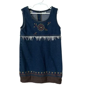 Vintage Faded Glory Joni Pullover Jeanskleid Gr. 6 6X bestickt Western Southwest - Bild 1 von 9