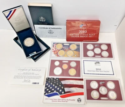 Lot Of Three U.S. Mint 1990 Centennial Silver $  2010 Silver Proof + Quarters ML - Image 1 of 4