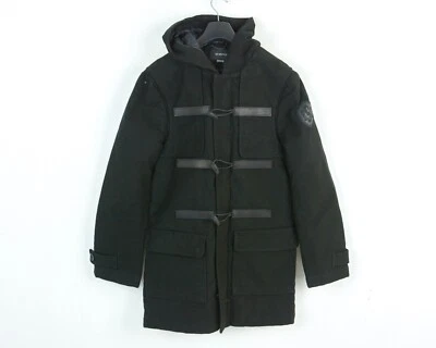 ENERGIE Esc Hombres M Parka Chaqueta Algodón Abrigo Pesado Con Capucha Negro Cremallera Completa Top Foto 1 de 4