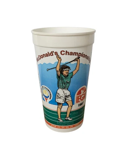 Vintage 80s McDonald's Championship Golf LPGA Betsy King Plastic Drinking Cup Cover